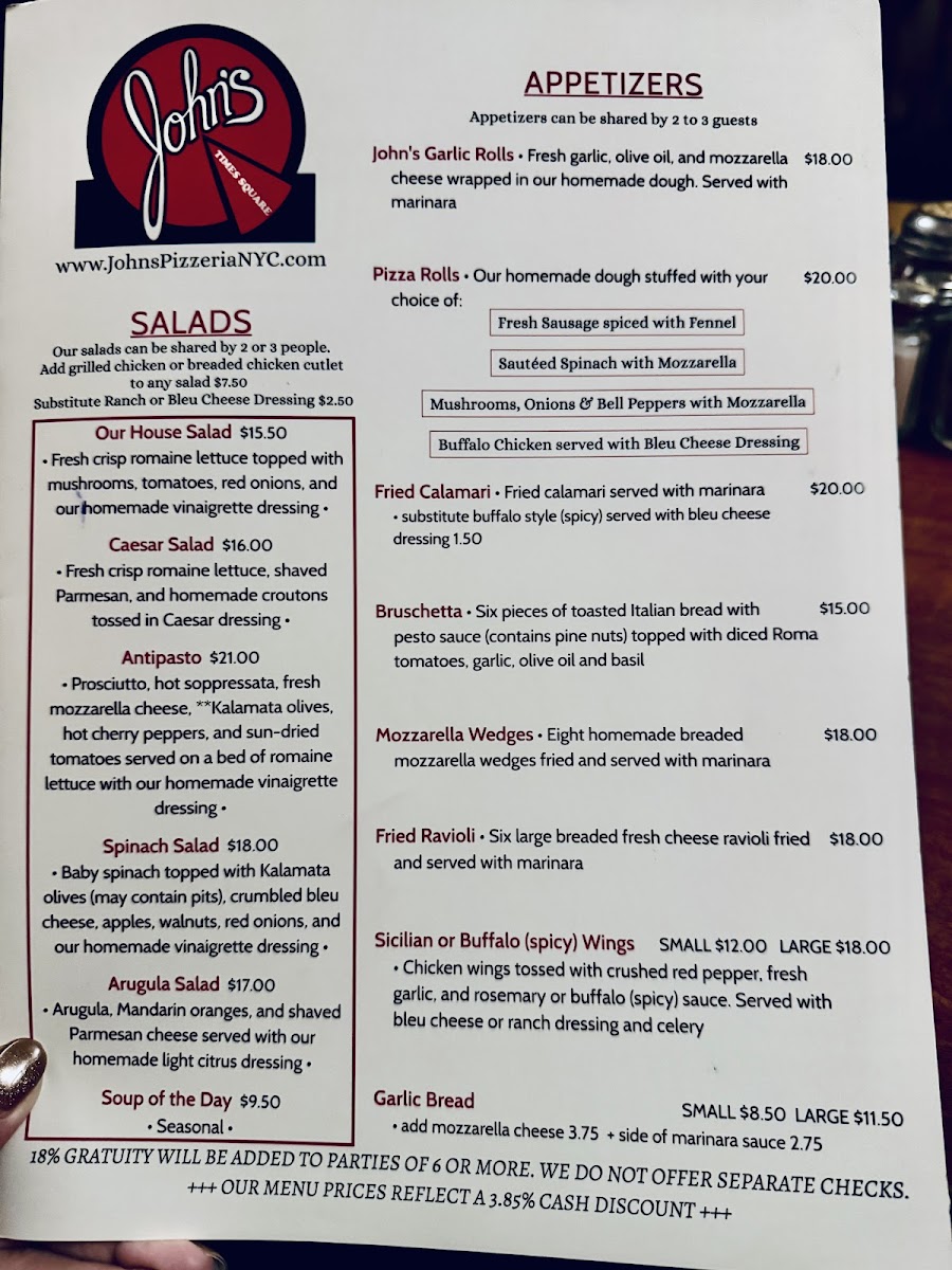 Menu John's Pizzeria Of Times Square-1
