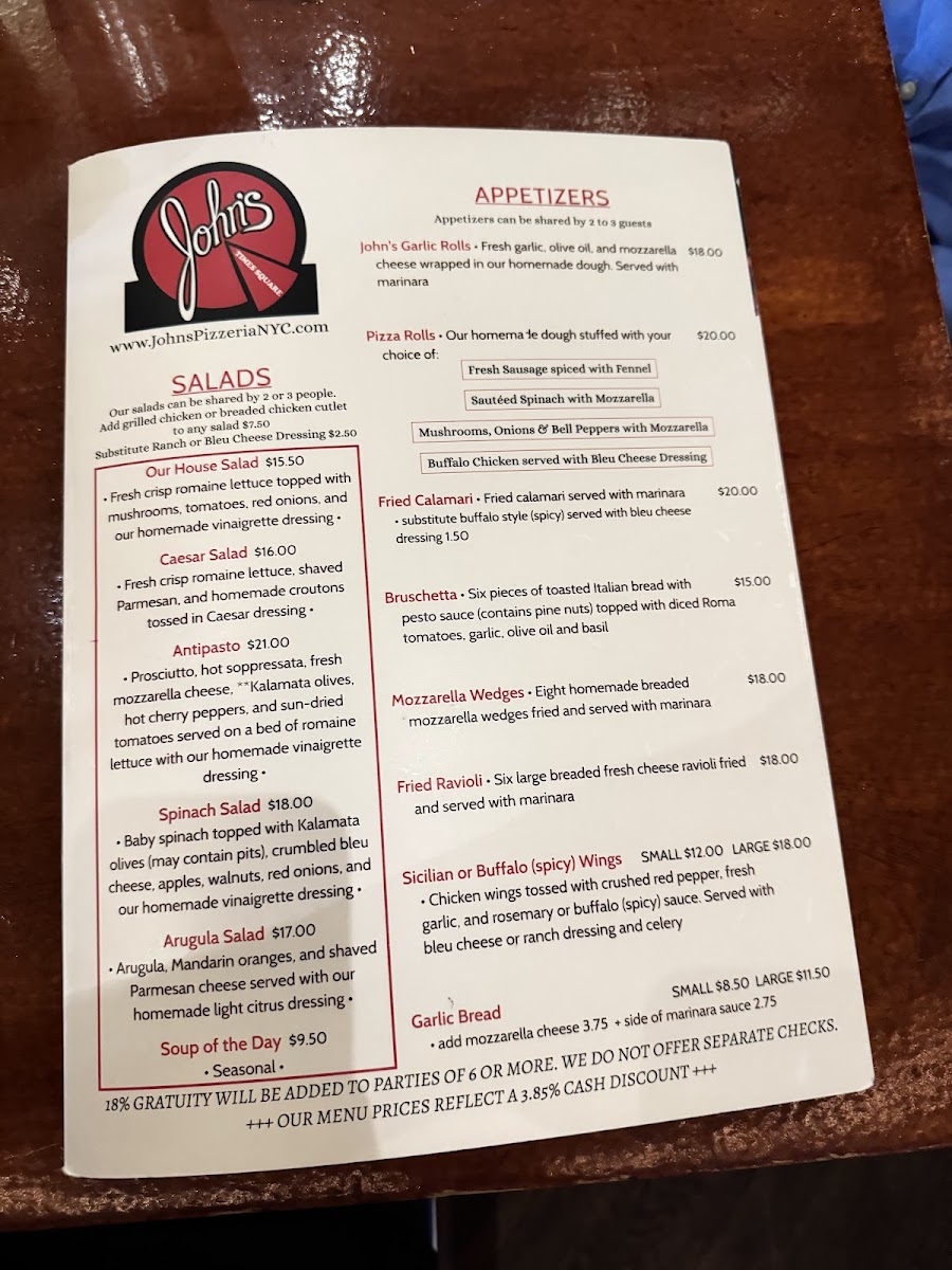Menu John's Pizzeria Of Times Square-8